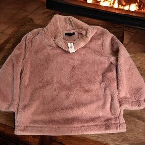 Banana Republic Blush Pink Faux Fur Pullover Sweatshirt Size Small NWT